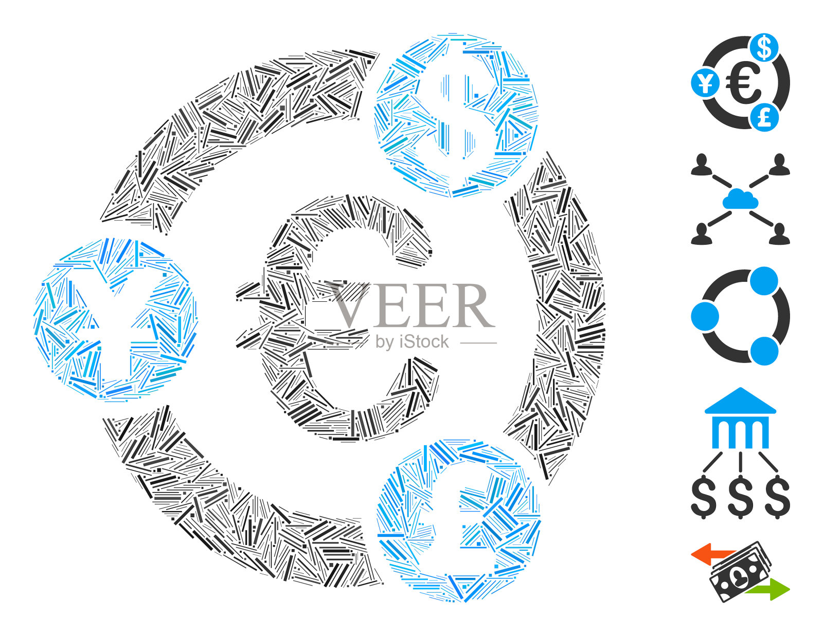 Hatch Mosaic国际金融合作插画图片素材