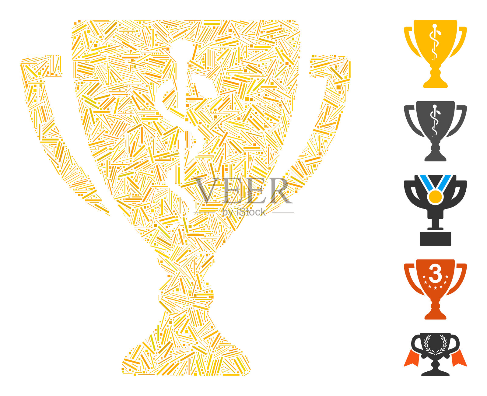 Hatch拼贴医学奖杯图标插画图片素材