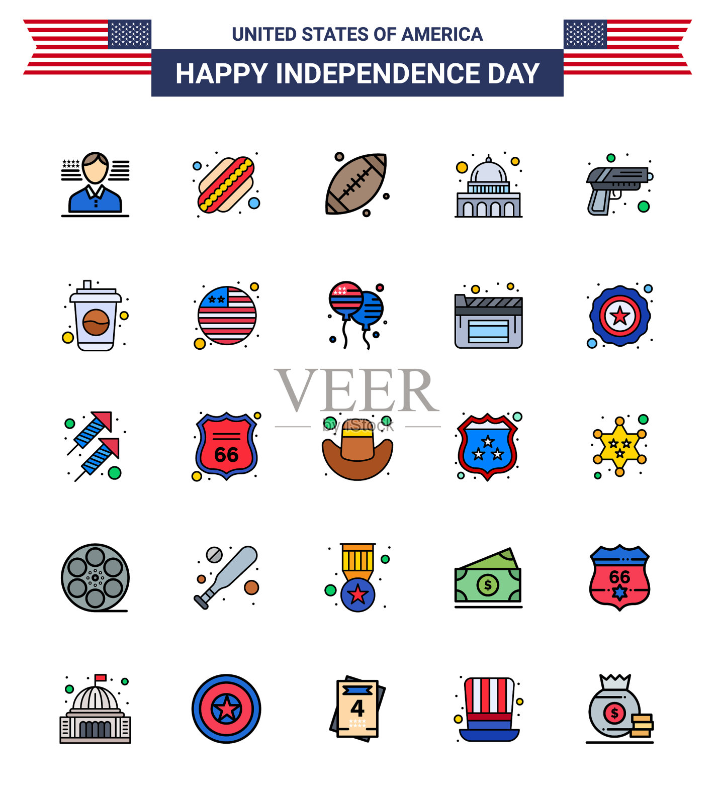 美国独立日快乐插画图片素材