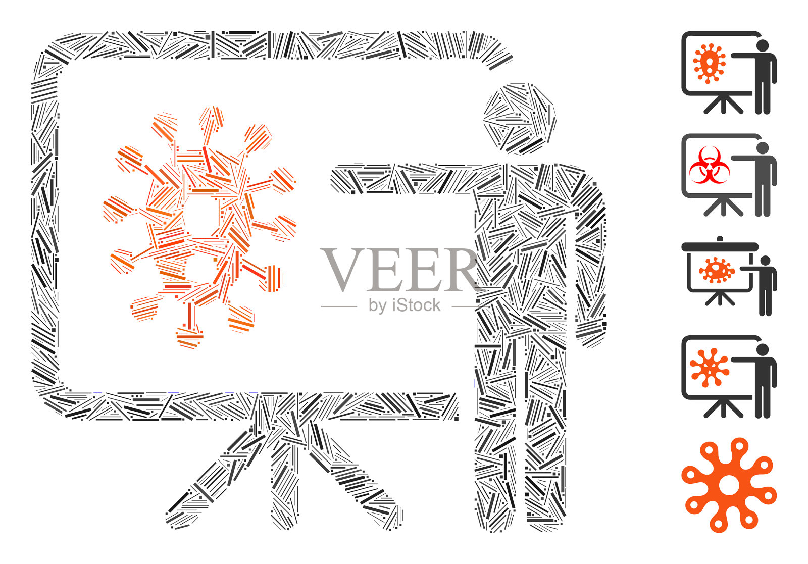 直线拼贴病毒讲座图标插画图片素材