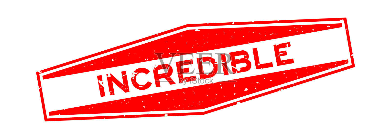 垃圾红色难以置信的字六边形橡胶印章上的白色背景设计元素图片