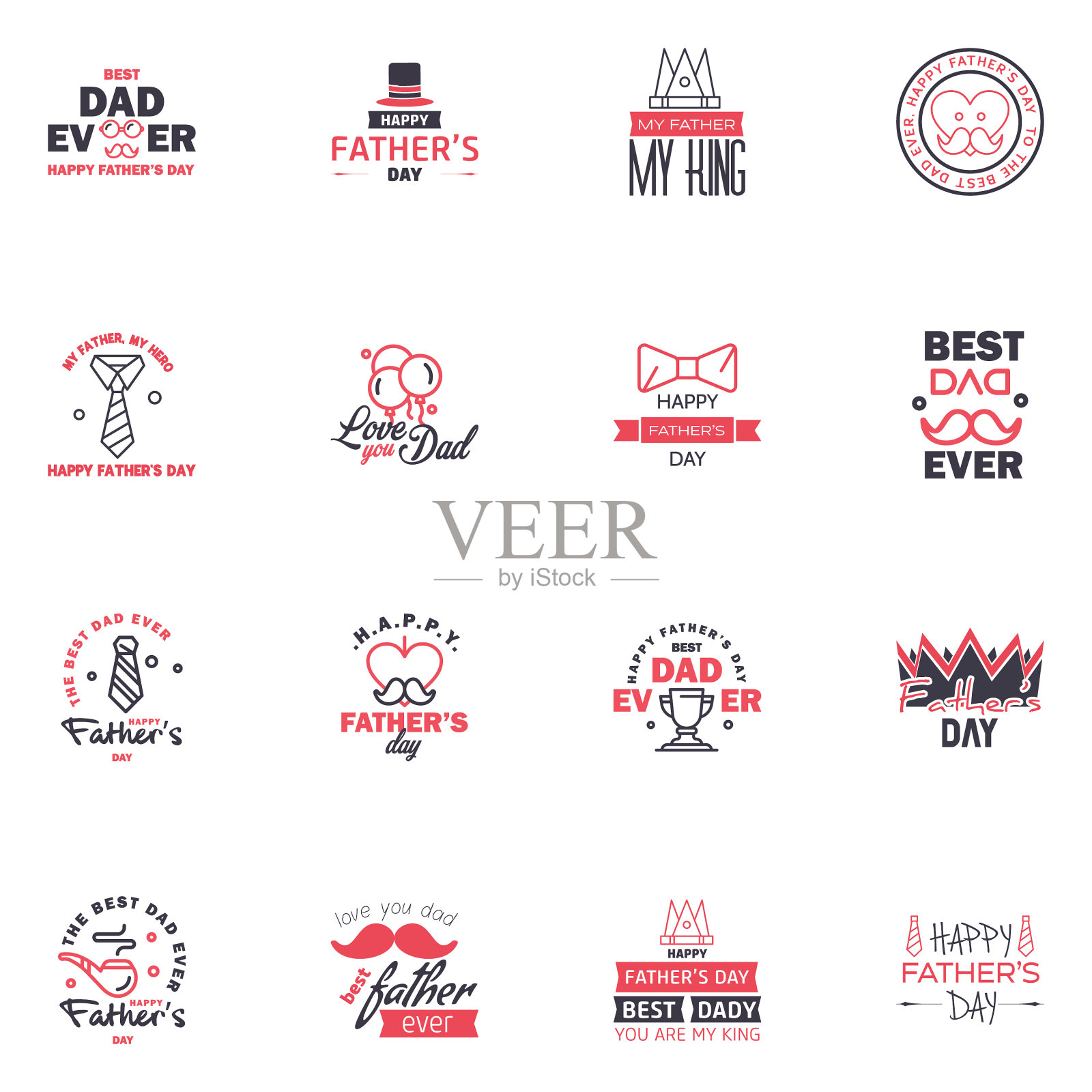 父亲节快乐16黑粉复古复古插画图片素材