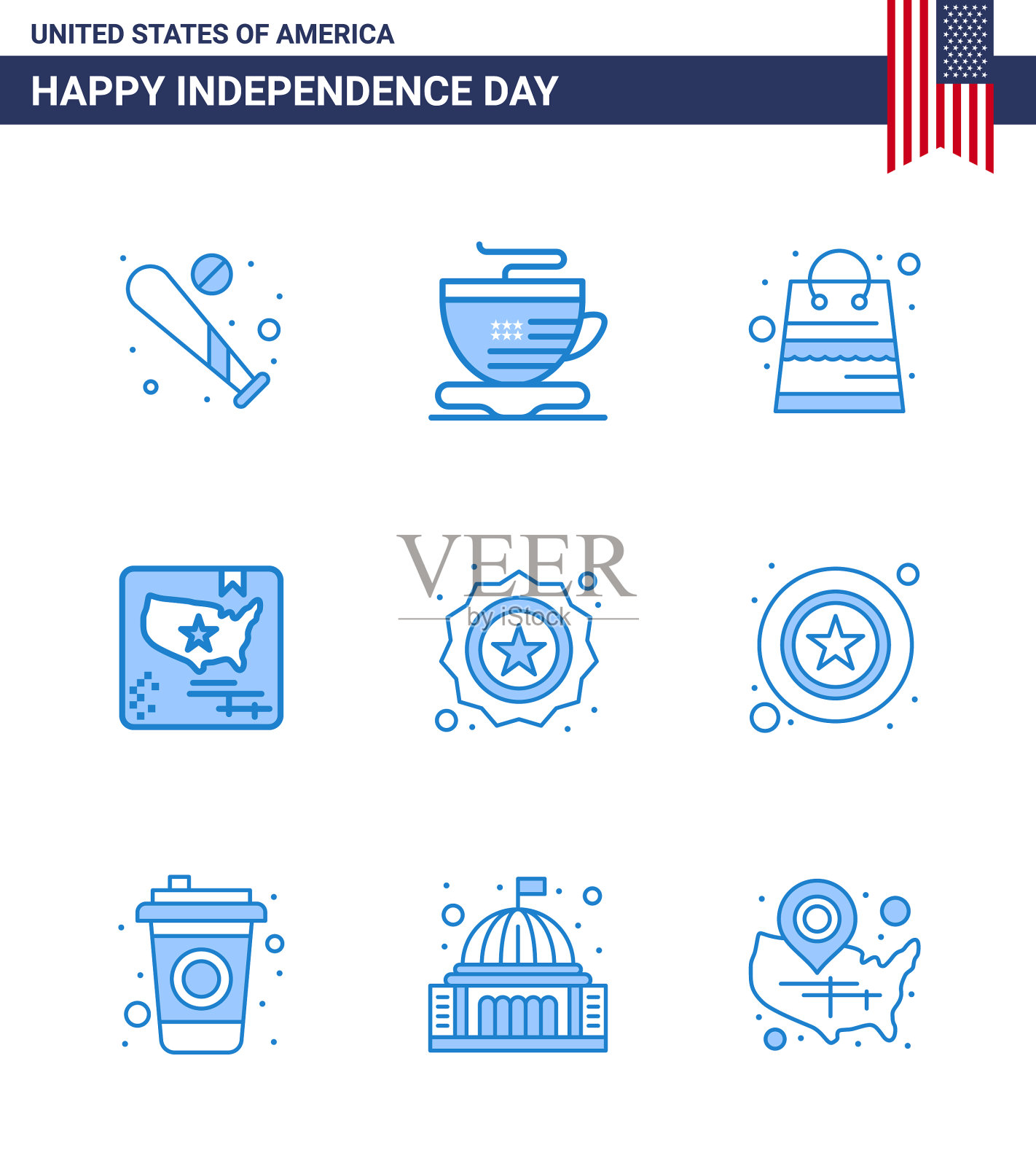 美国独立日快乐插画图片素材