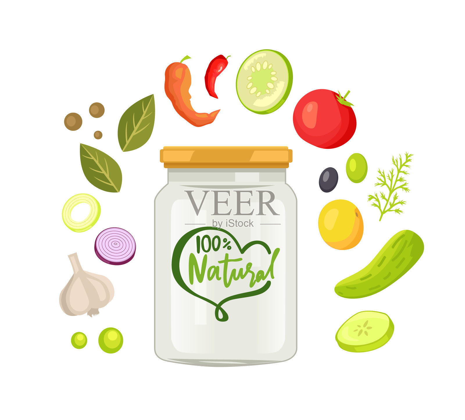 采购产品蔬菜和罐子，天然产品，食物载体插画图片素材