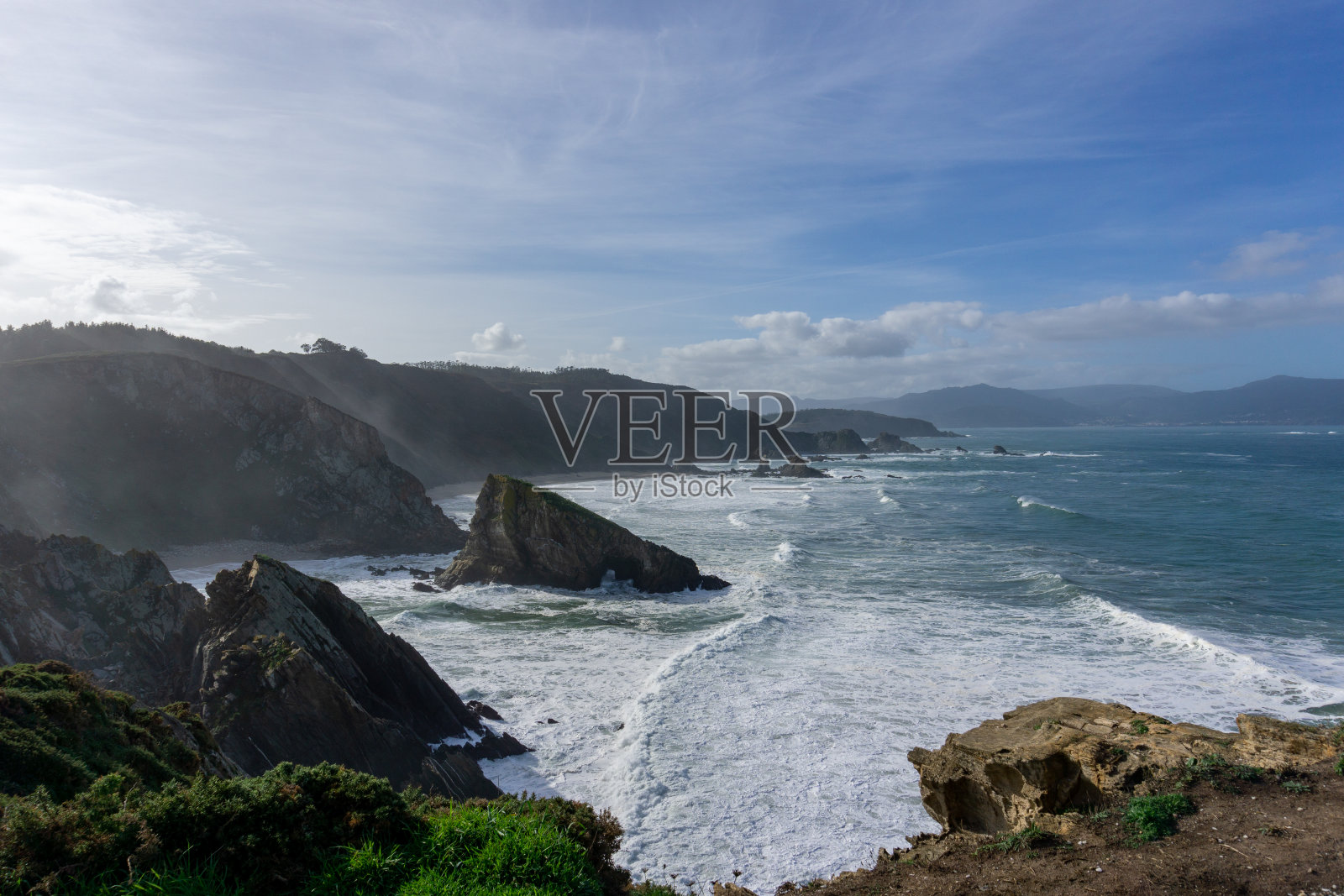加利西亚野生海岸和洛伊巴的悬崖照片摄影图片