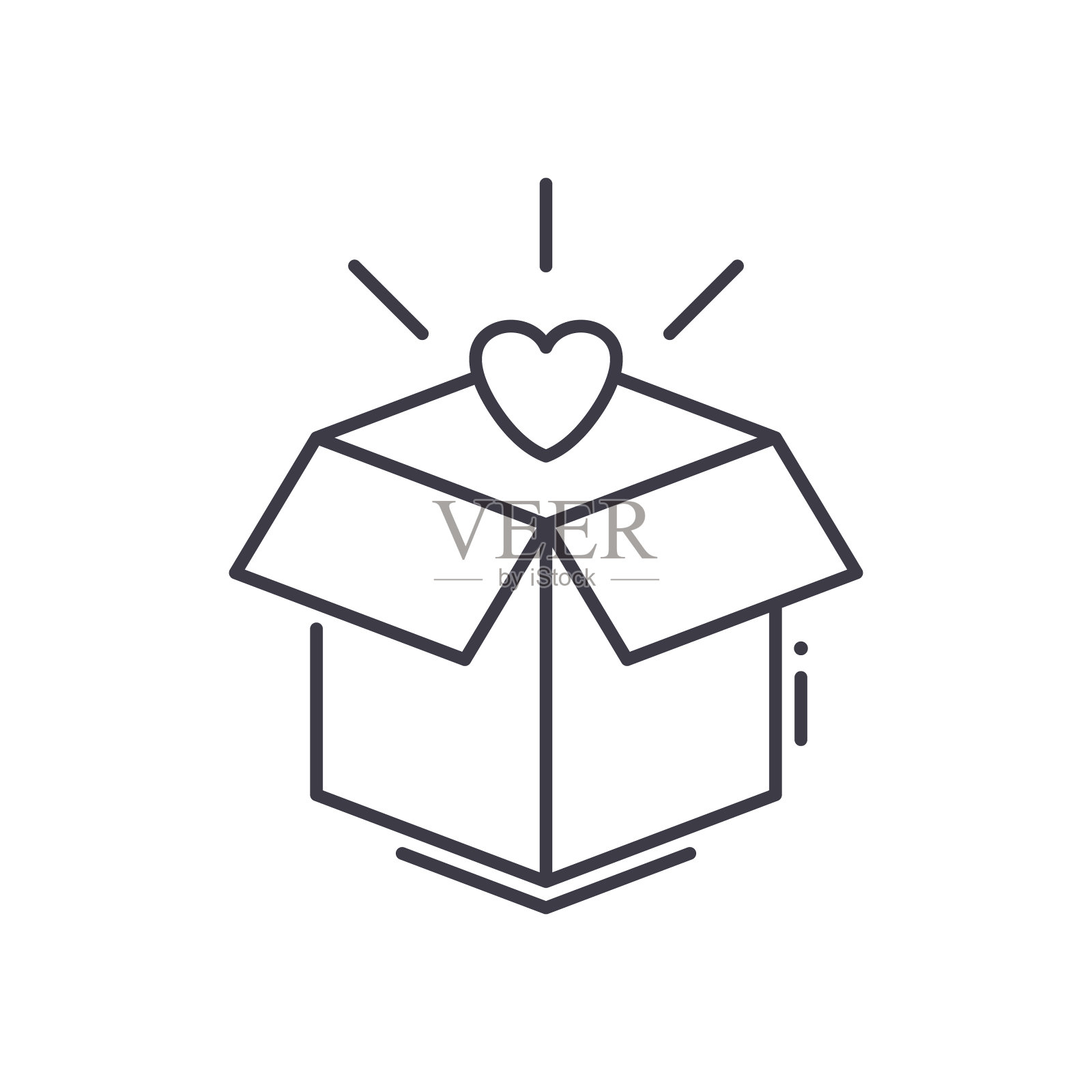 像礼盒图标，线性孤立的插图，细线矢量，网页设计标志，轮廓概念符号与可编辑的白色背景笔触。插画图片素材