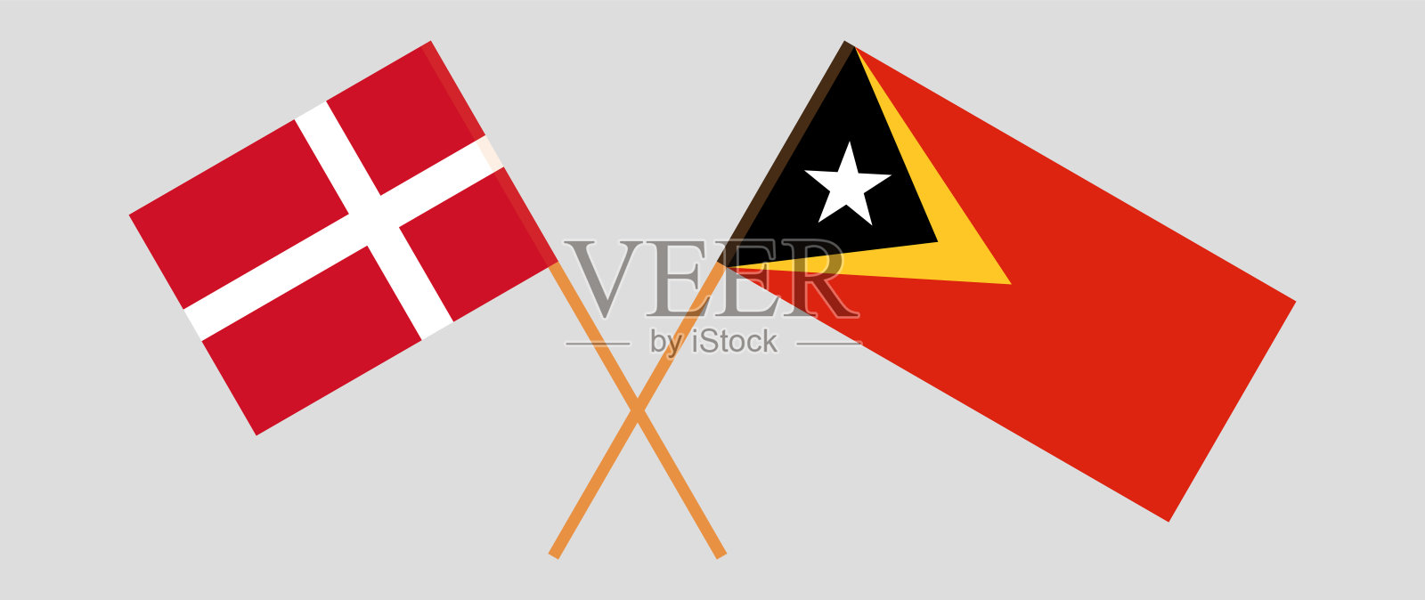 东帝汶和丹麦国旗交叉插画图片素材