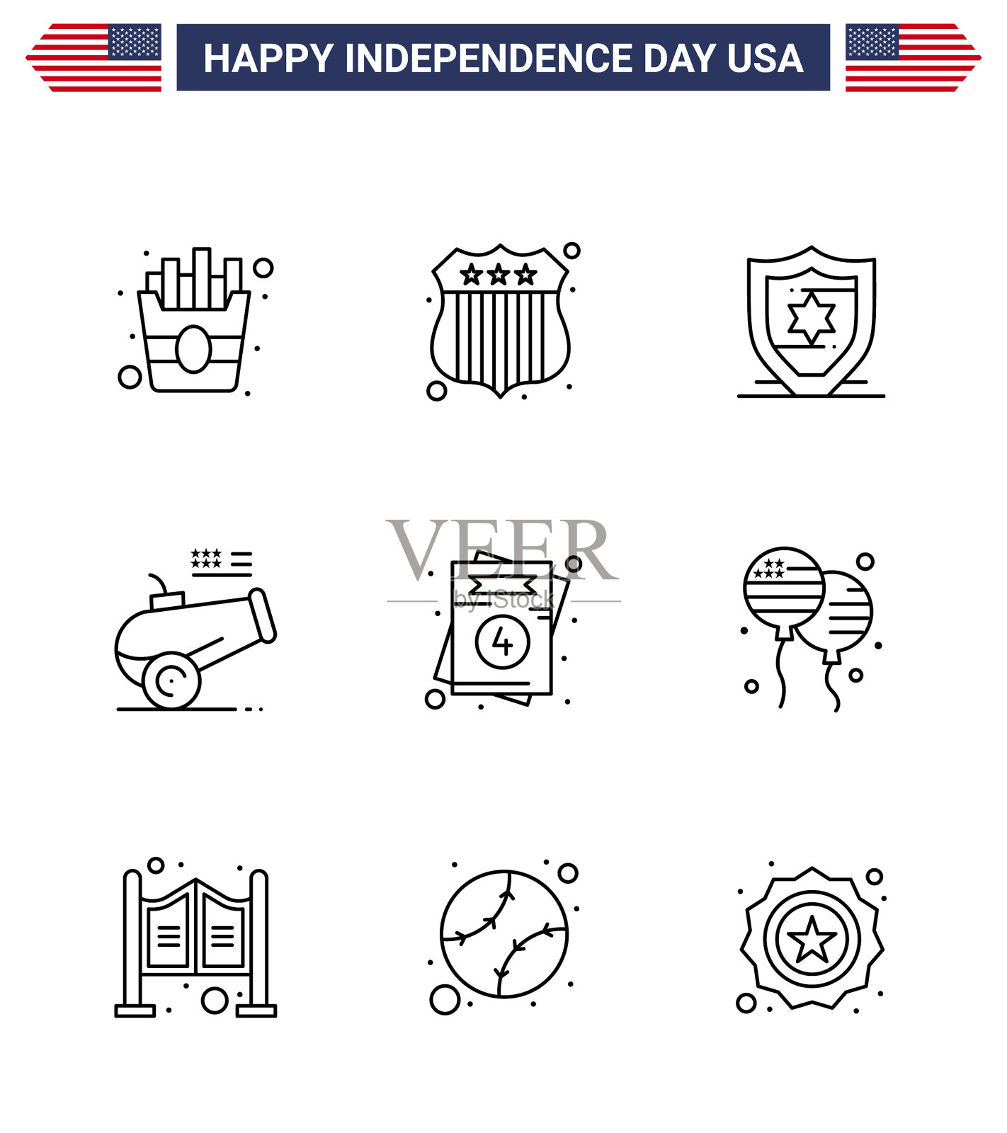 美国独立日快乐象形图9插画图片素材