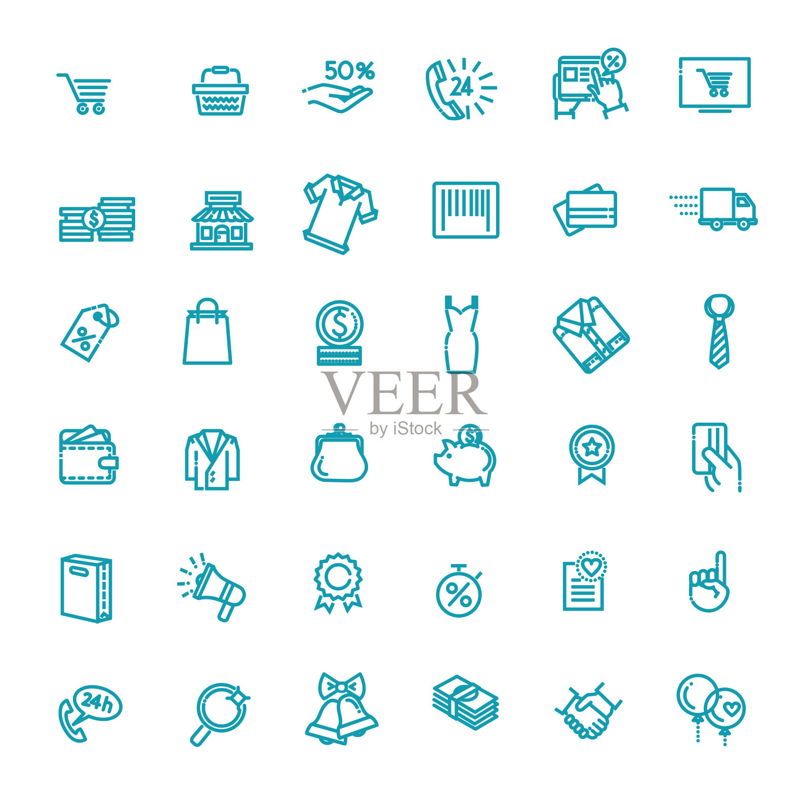 轮廓图标集合-黑色星期五大减价图标素材