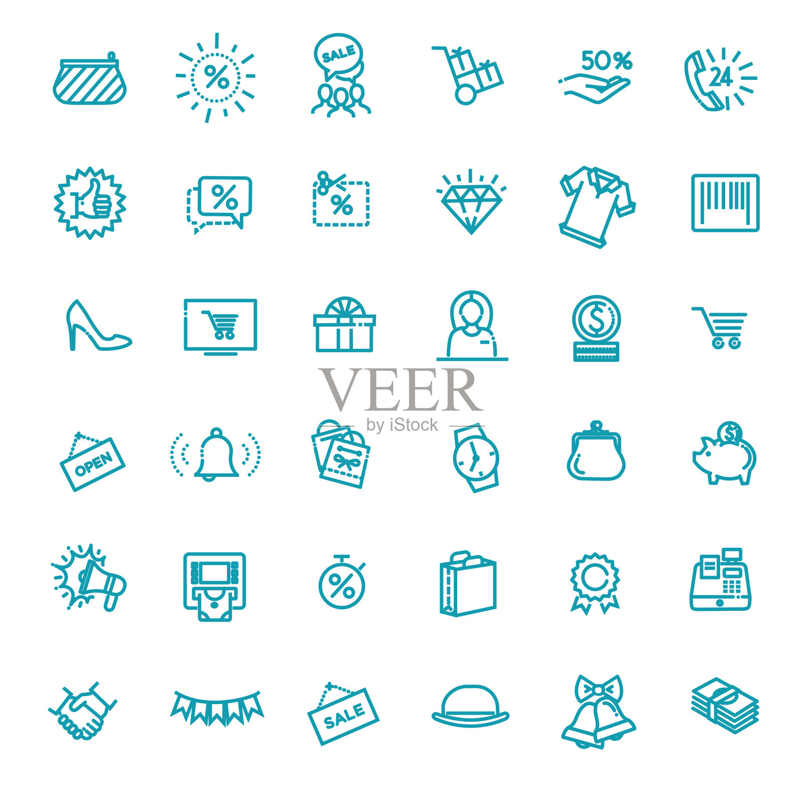 轮廓图标集合-黑色星期五大减价图标素材