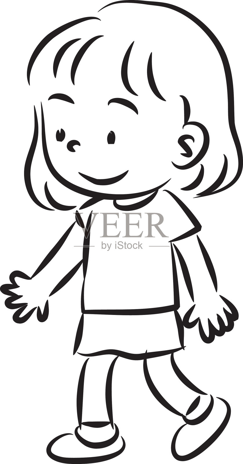 卡通矢量女孩行走设计元素图片