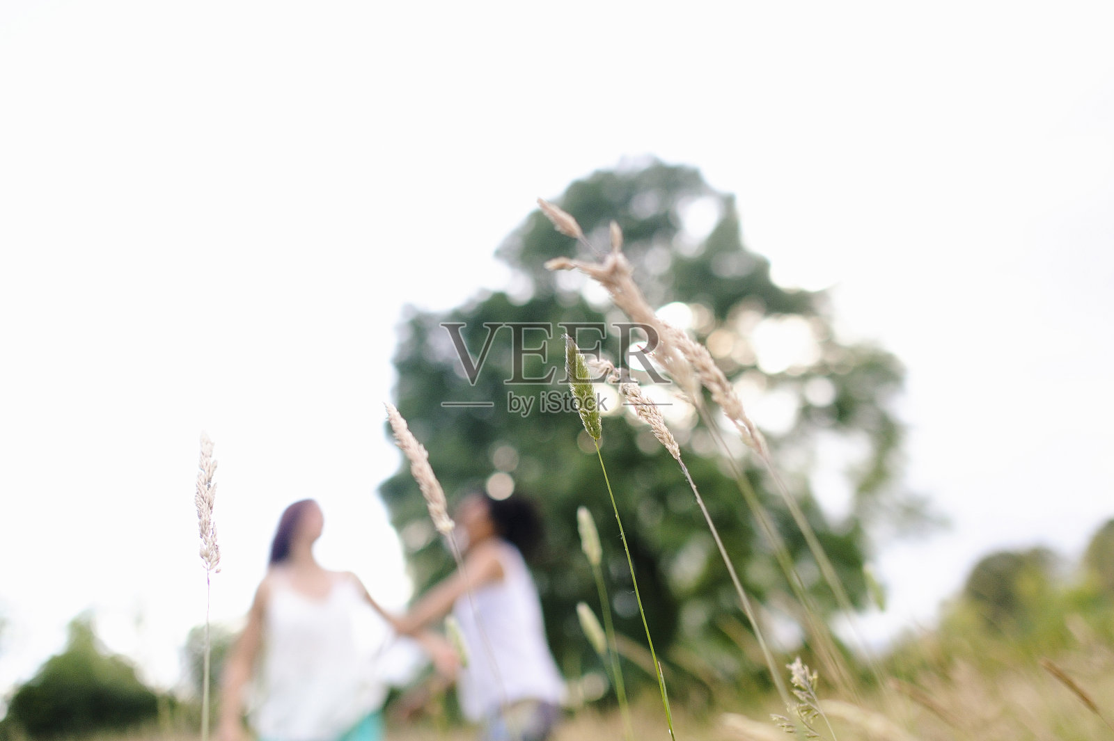 前景和背景的自然尖峰两个人玩，失去焦点照片摄影图片