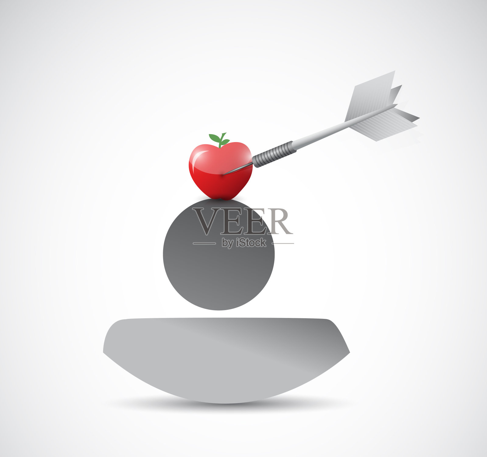 瞄准你头顶的苹果。插图插画图片素材