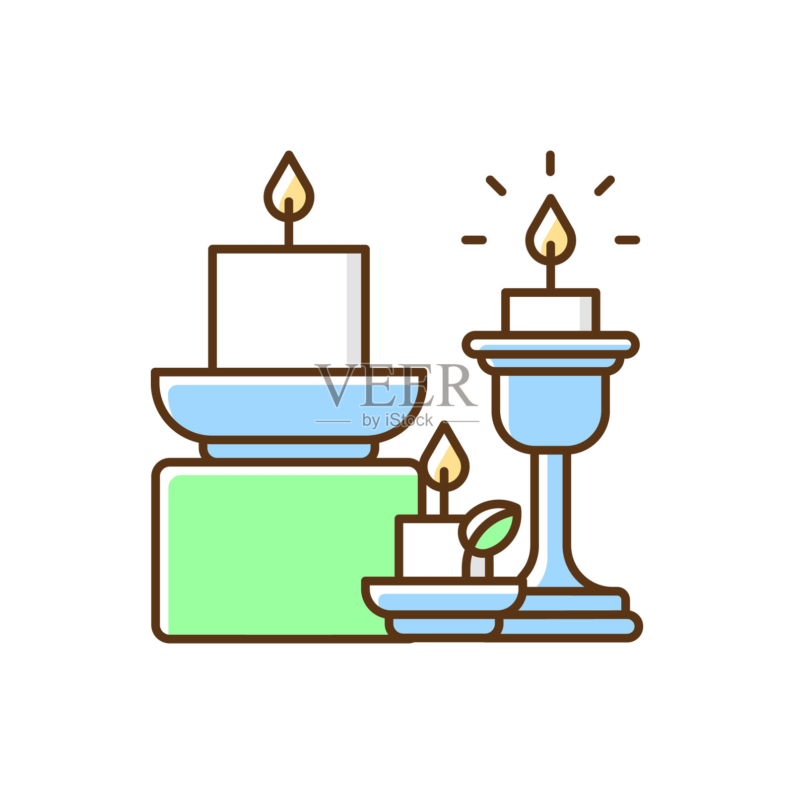 蜡烛和烛台RGB颜色图标插画图片素材