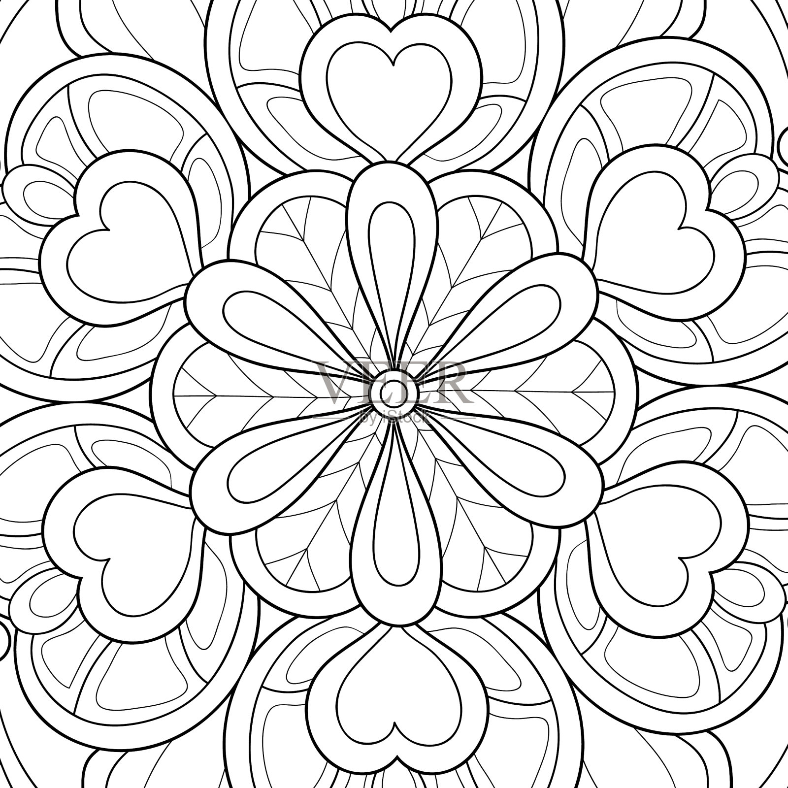成人涂色书，花卉摘要插画图片素材