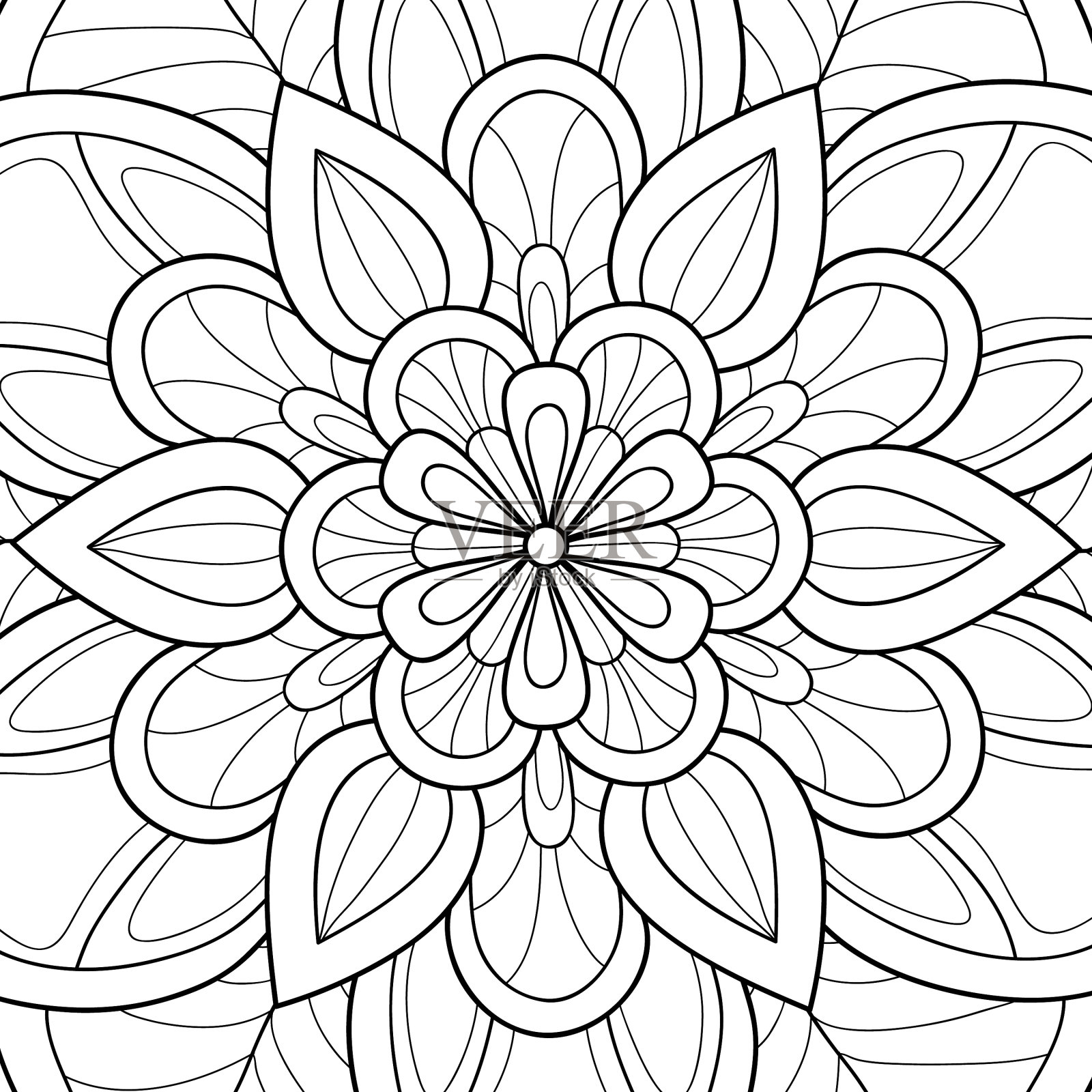 成人涂色书，花卉摘要插画图片素材