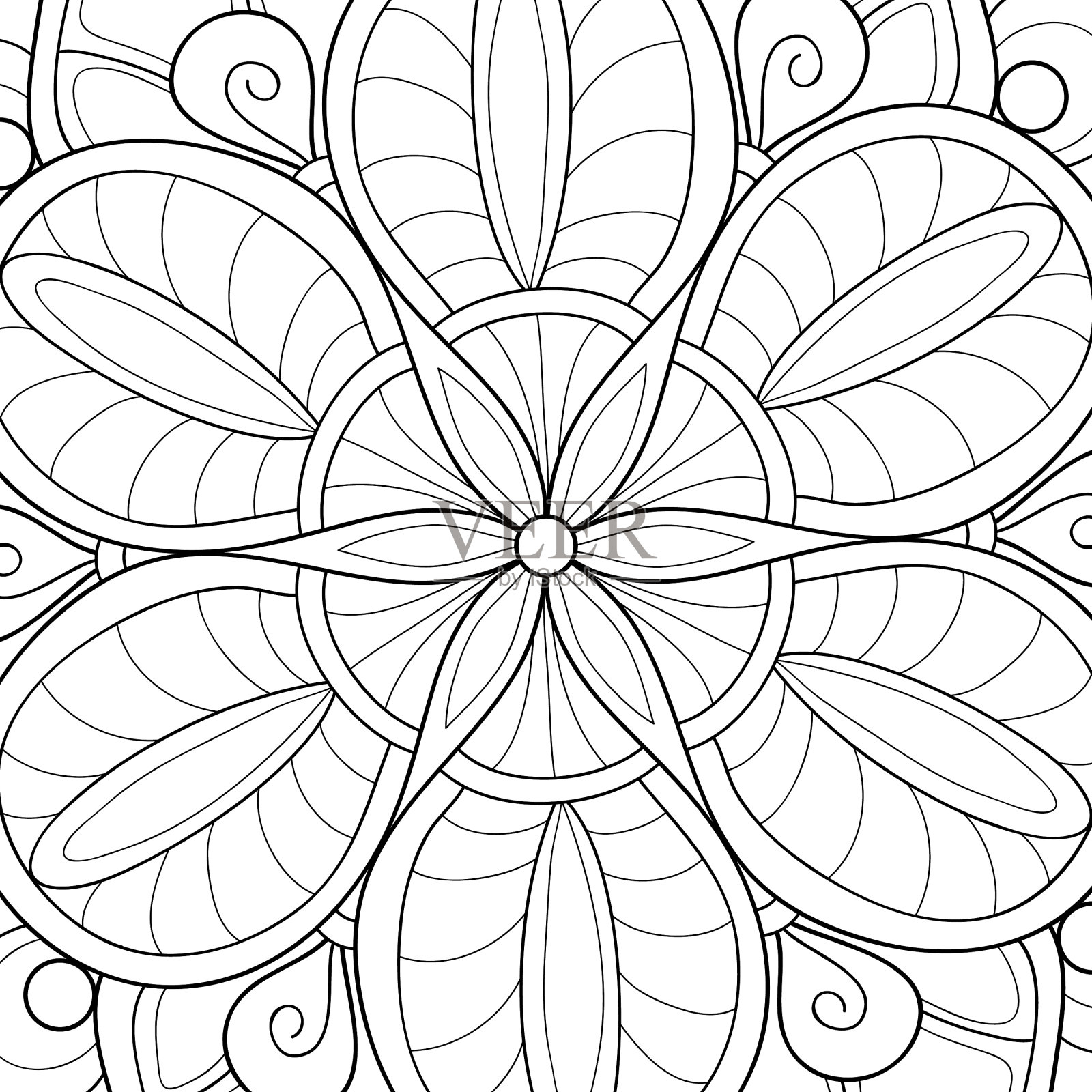成人涂色书，花卉摘要插画图片素材