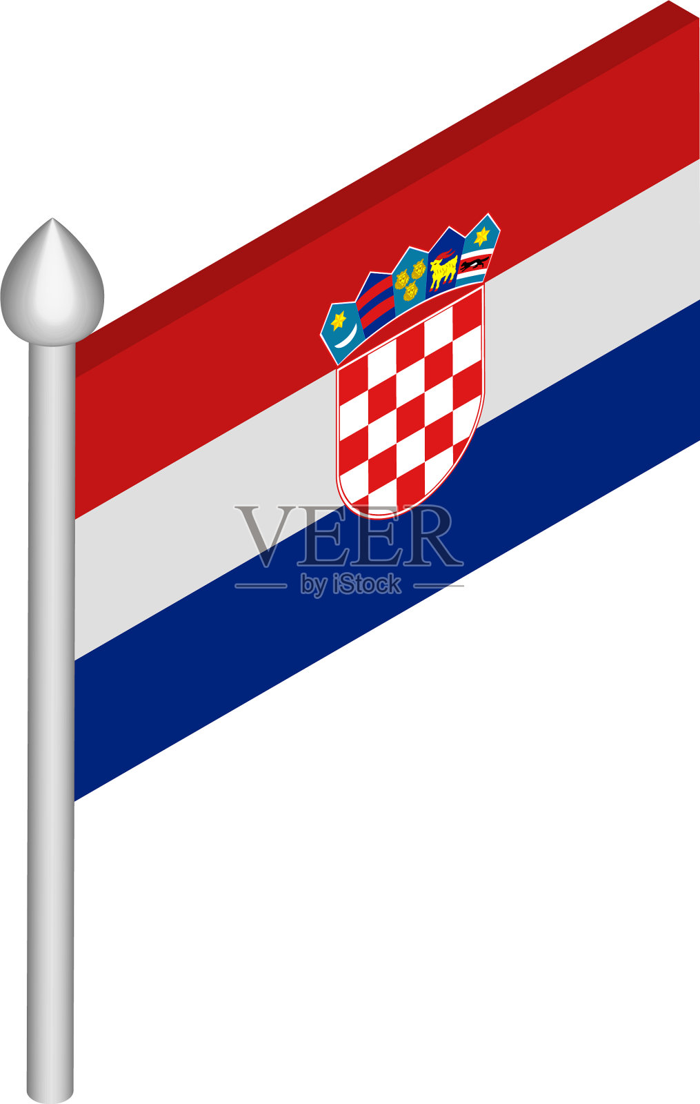 等距旗杆插画图片素材