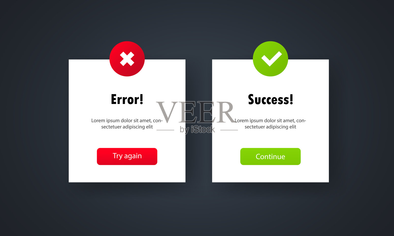成功和错误信息消息说明。向量EPS 10。在白色背景上隔离插画图片素材