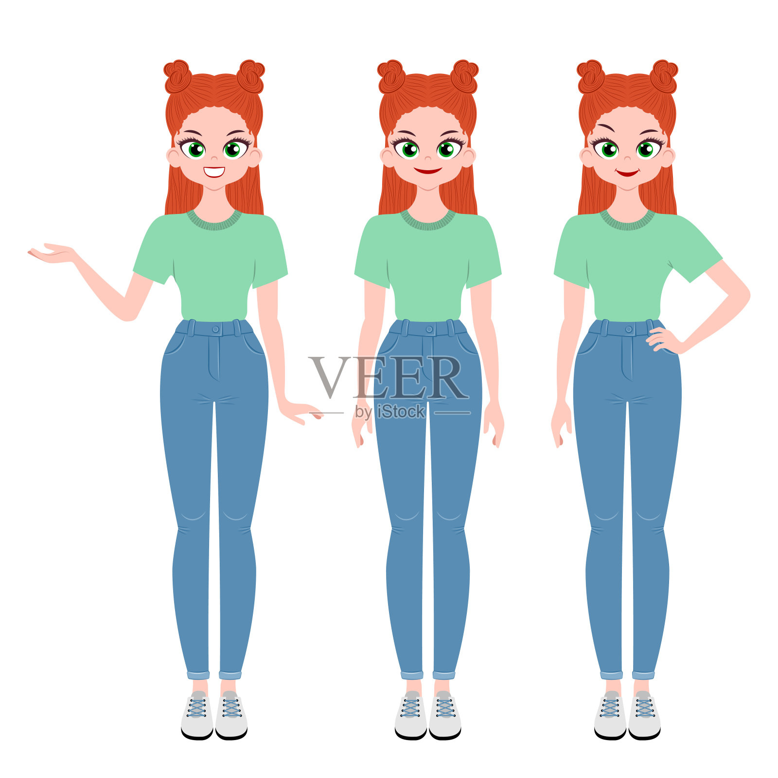 年轻女性性格插画图片素材