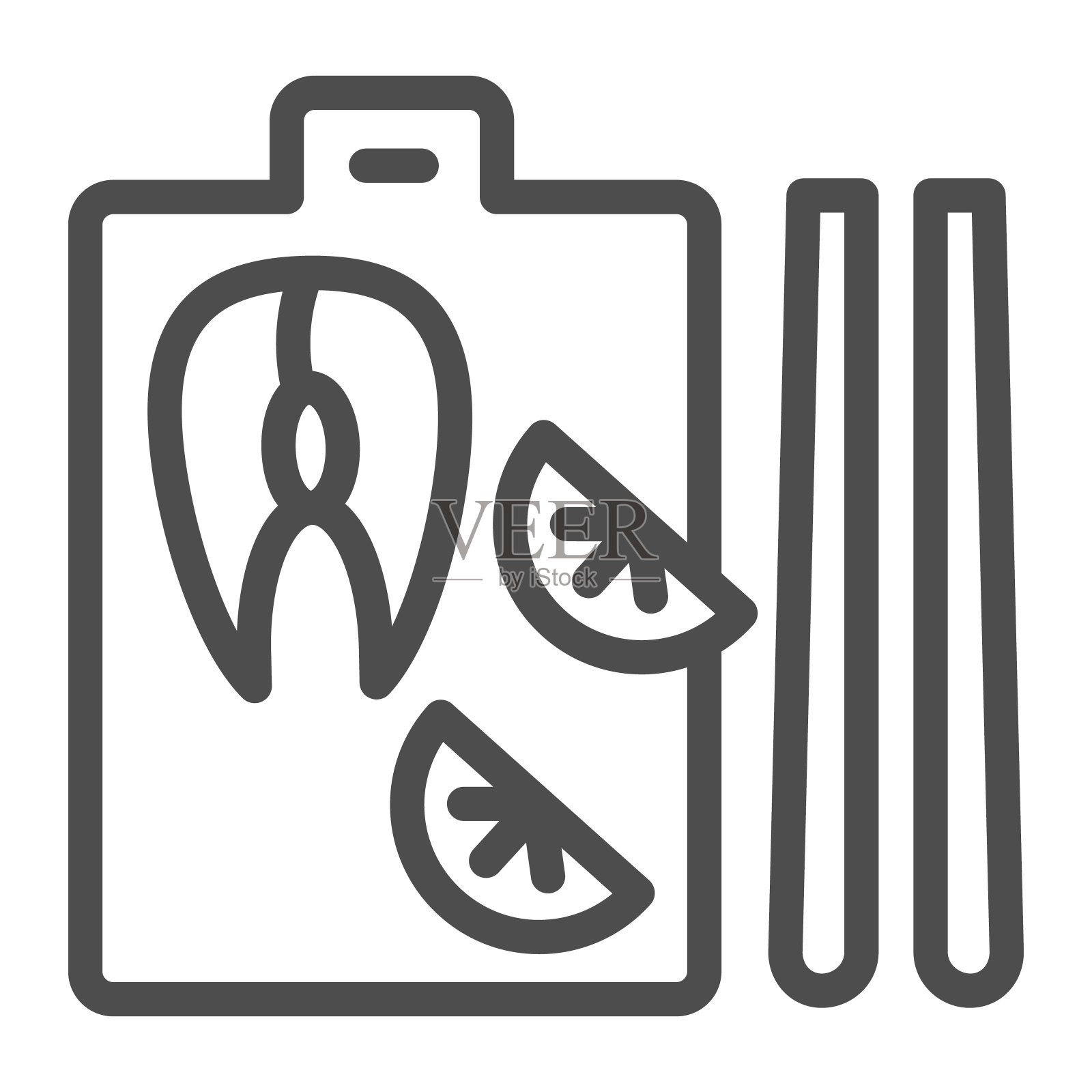 鱼片在切板与柠檬线图标，鱼市场概念，寿司服务标志在白色背景，鲑鱼排和柠檬在切板图标的轮廓风格。矢量图形。图标素材