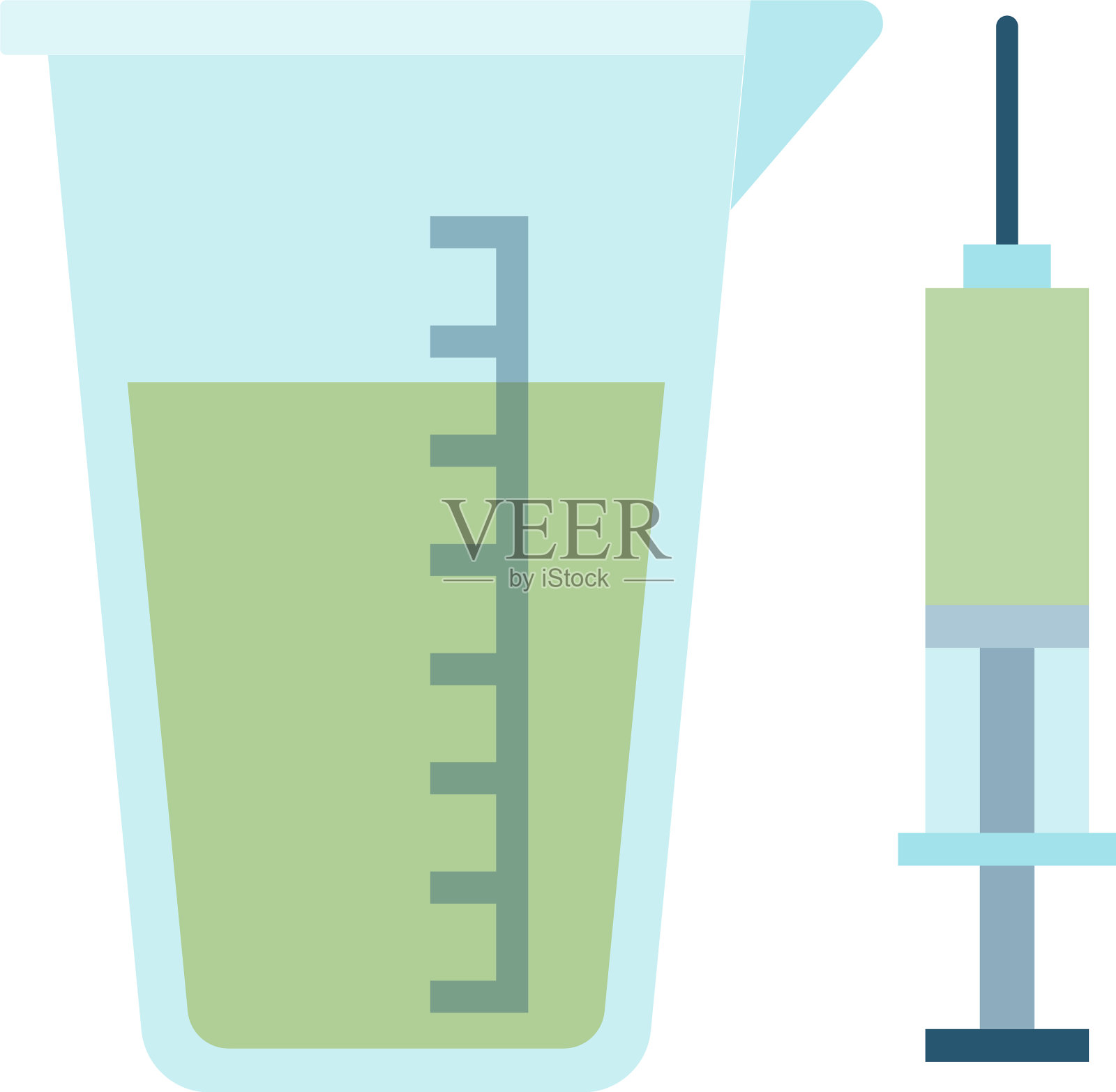 测量玻璃与注射器图标平设计元素图片