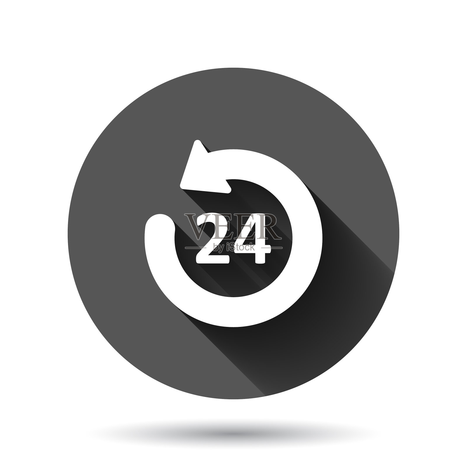 时钟图标在平面风格手表上的黑色圆形图标素材