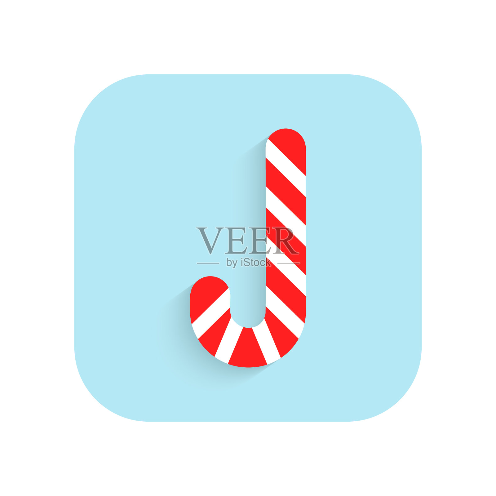 焦糖甘蔗圣诞扁平图标和图标素材