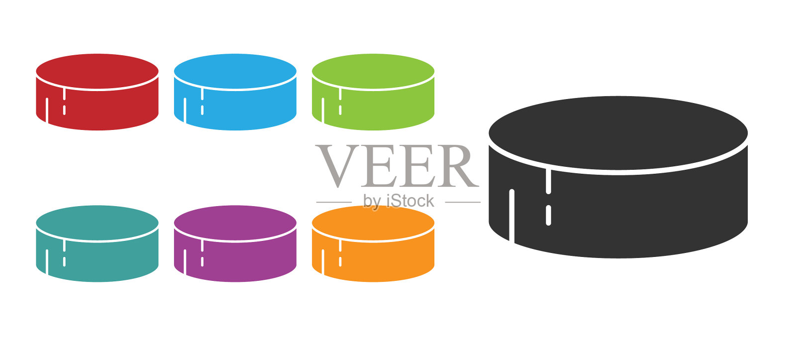 黑色冰球图标孤立在白色插画图片素材