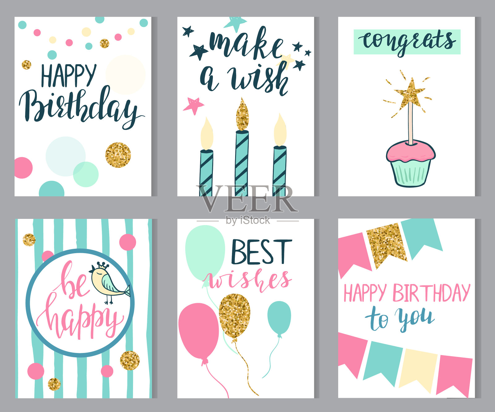 用字母和亮片设置生日贺卡插画图片素材