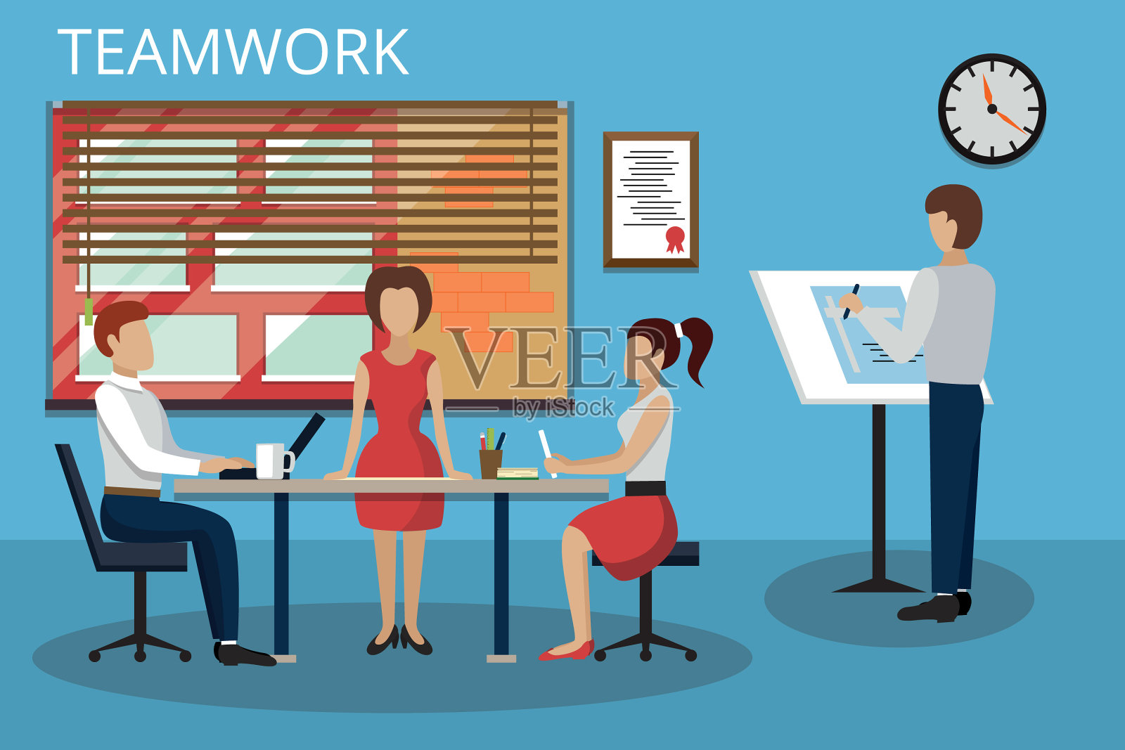 团队合作的人插画图片素材