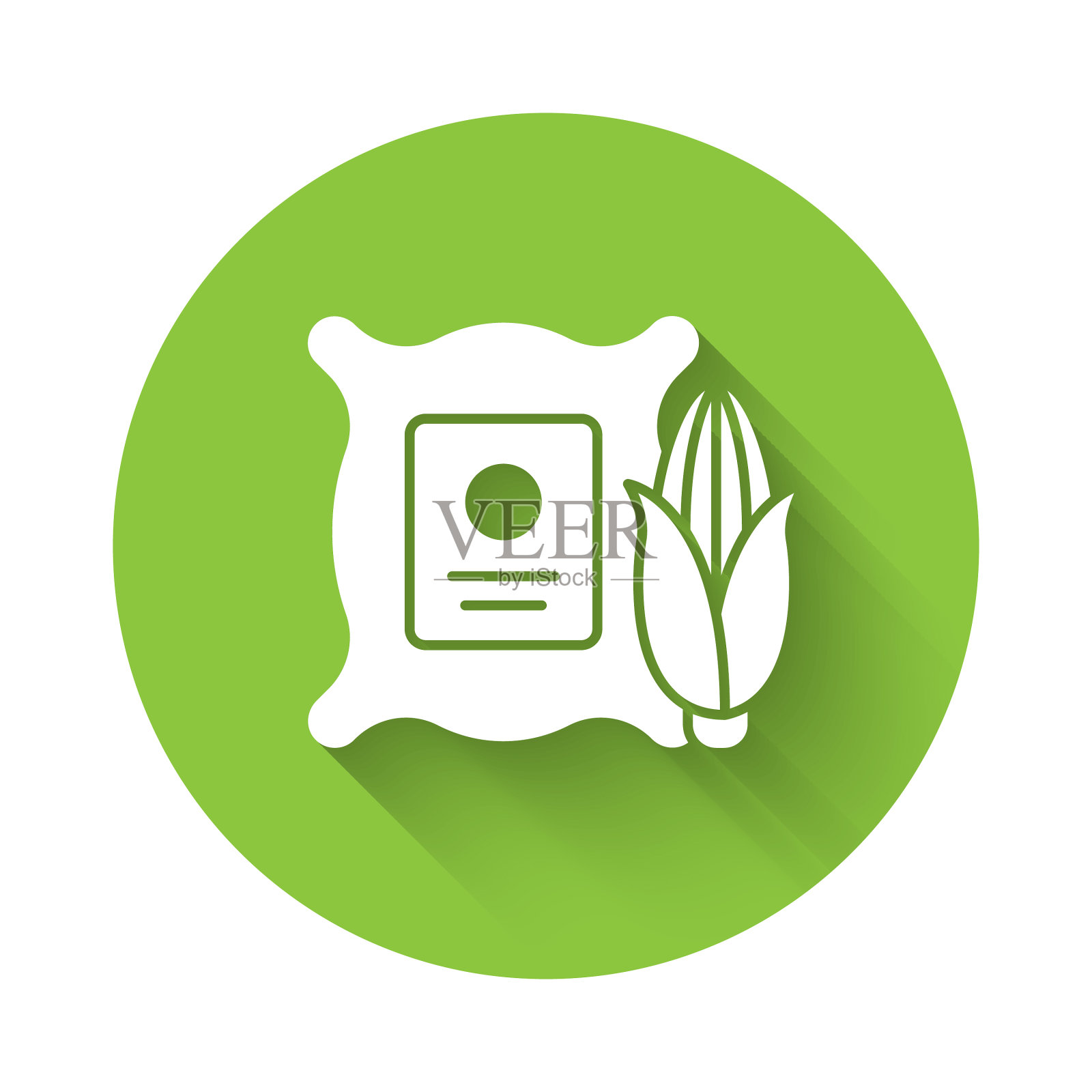 白玉米在袋状图标孤立与长插画图片素材