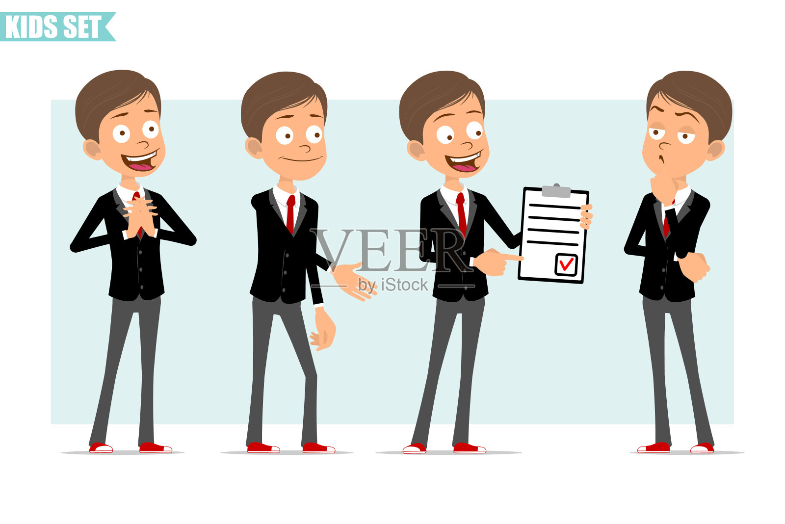 卡通平面商业小子男孩人物向量集插画图片素材