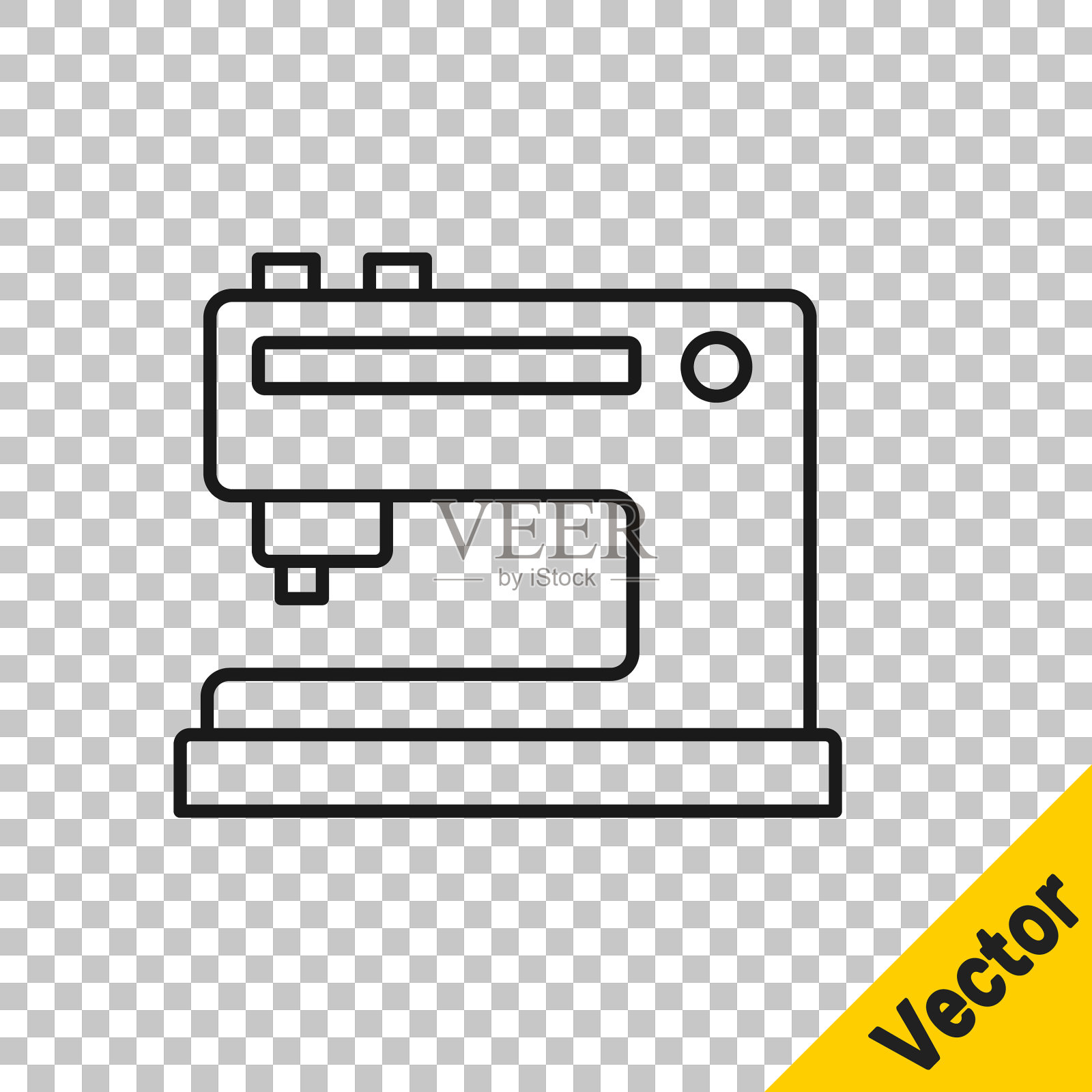 黑线缝纫机图标隔离上插画图片素材