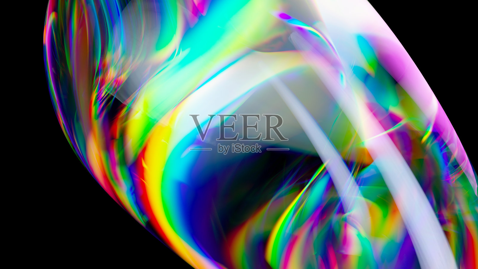 反射彩虹色光芒的玻璃球的抽象背景照片摄影图片