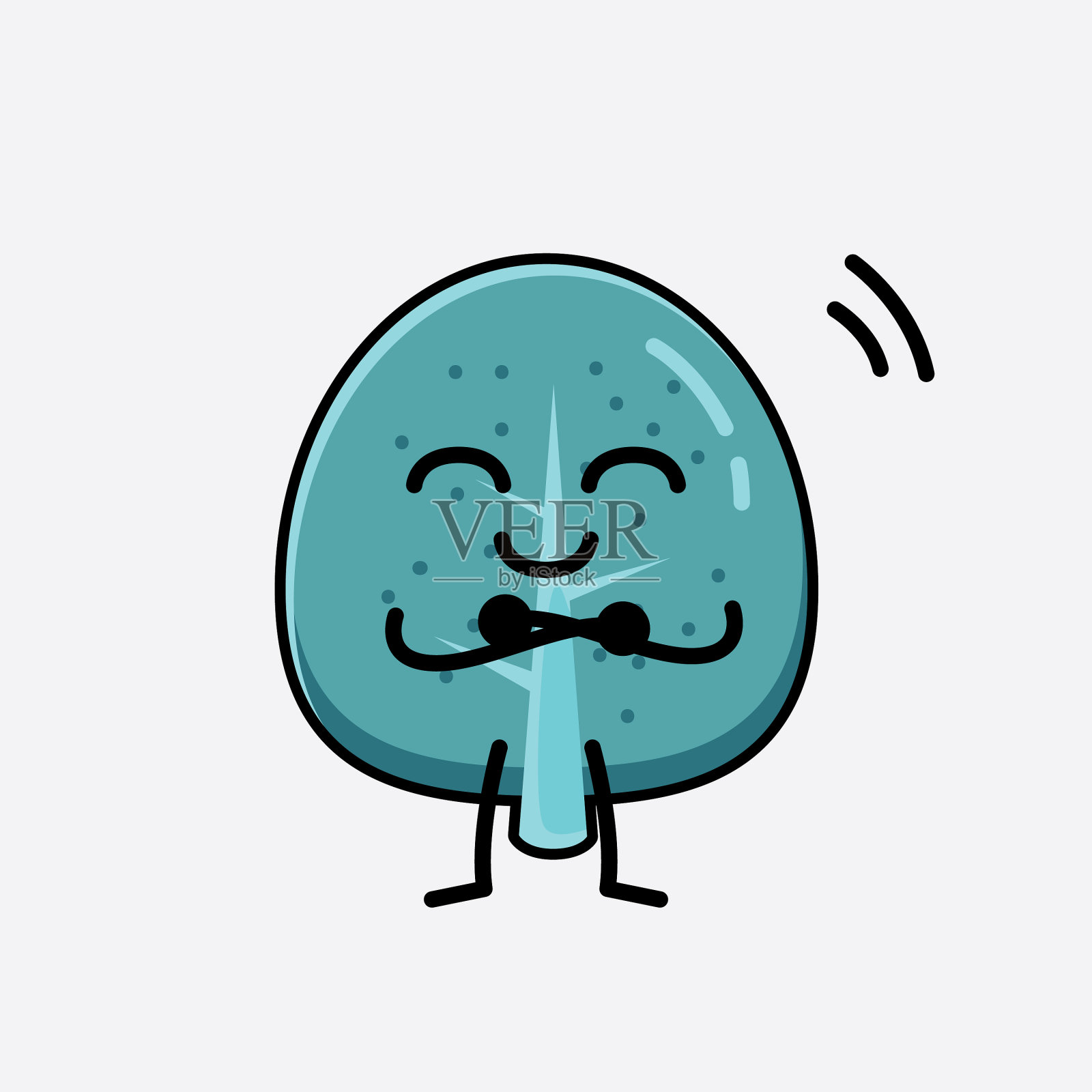 可爱的蓝色树吉祥物人物在平面设计插画图片素材