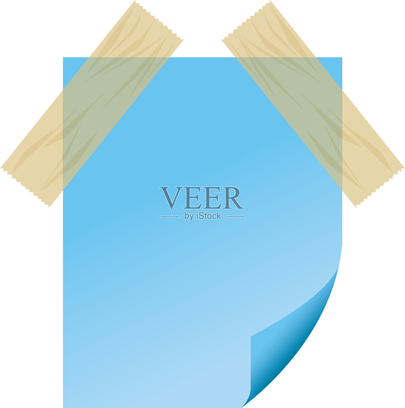 蓝色纸纸条与胶带设计模板素材