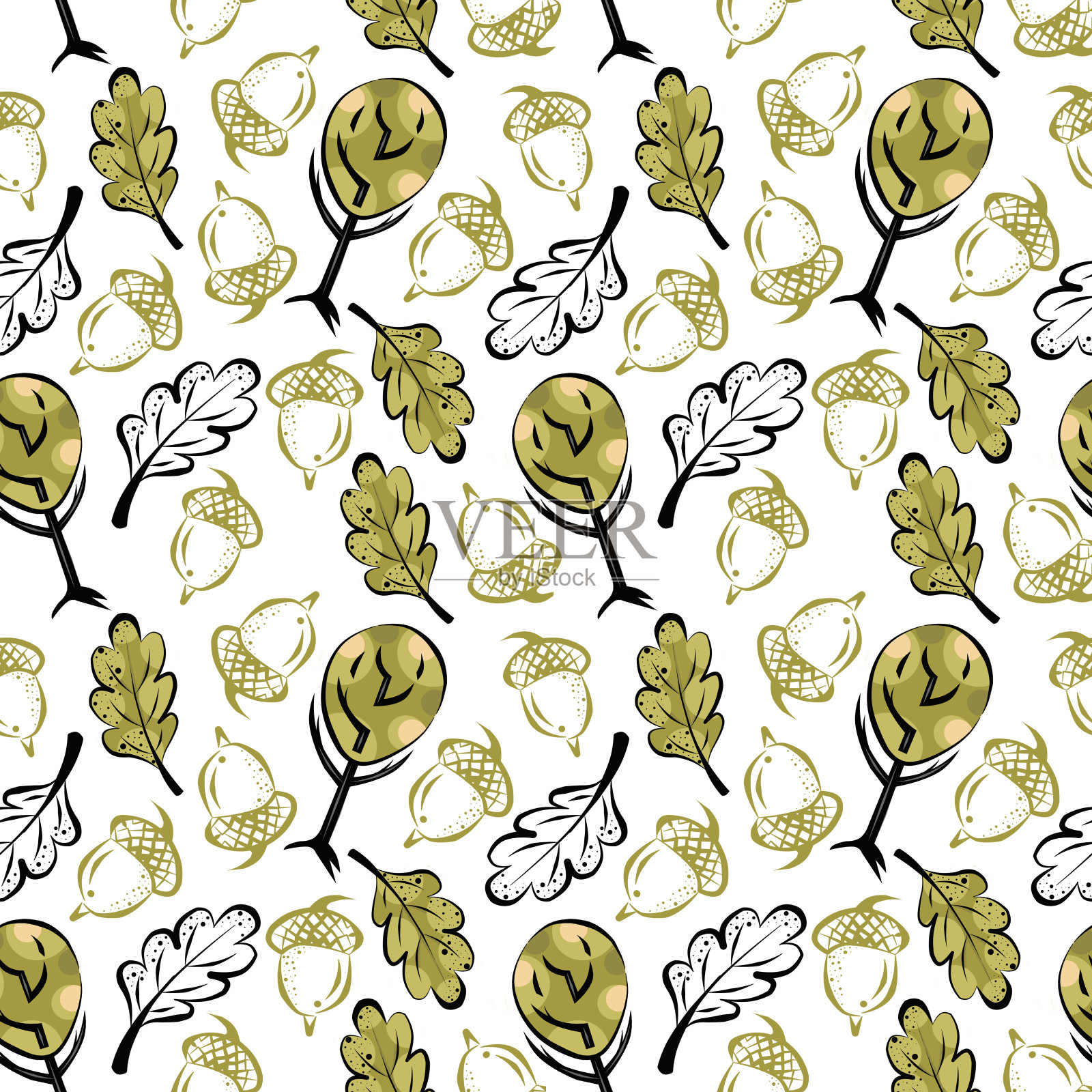 秋季主题上的彩色无缝图案。插画图片素材