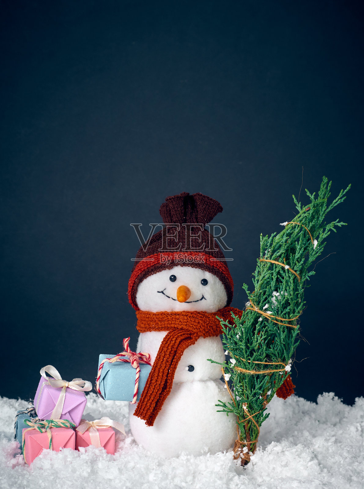 快乐的雪人。照片摄影图片