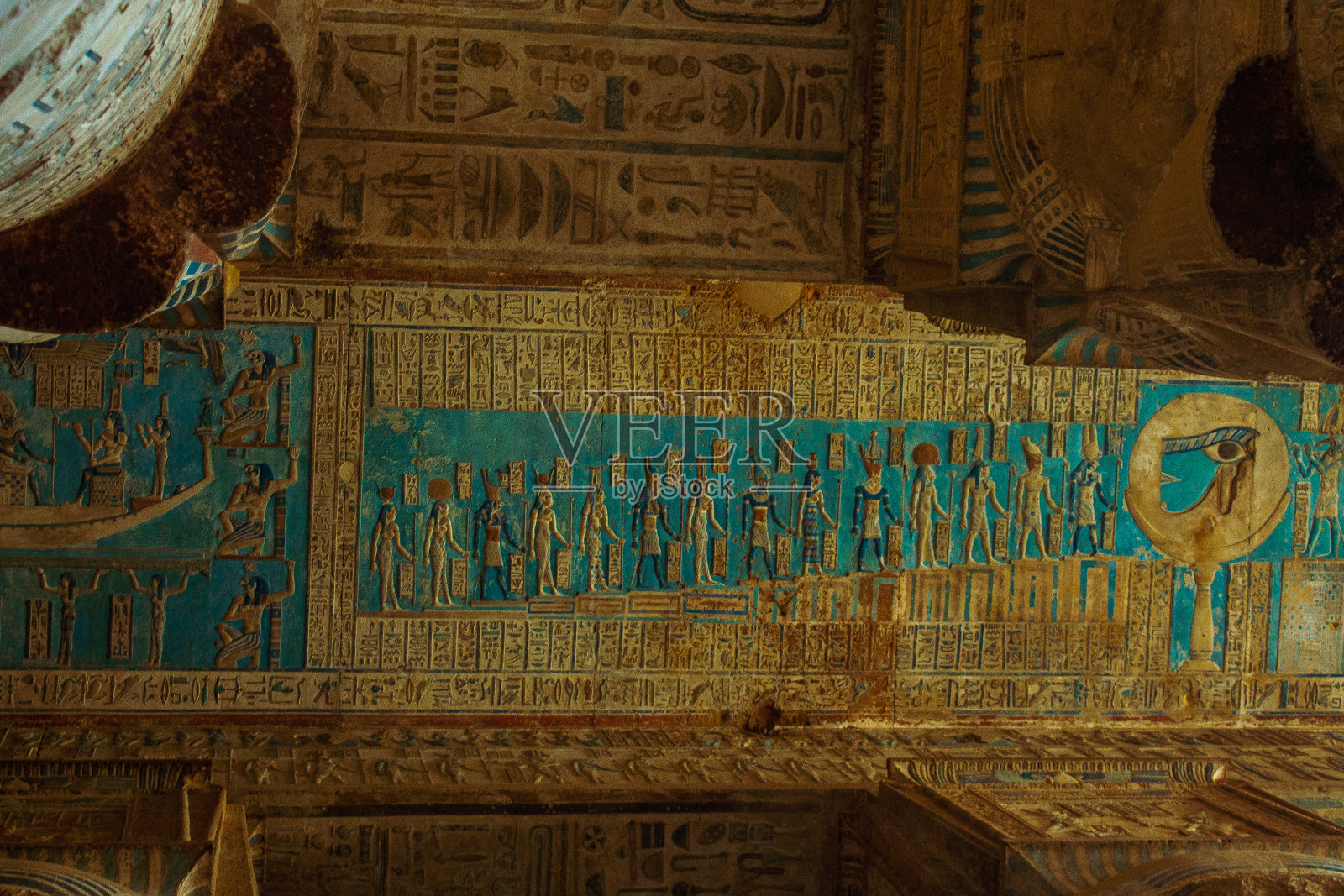 埃及 Dendera 的天花板与神照片摄影图片