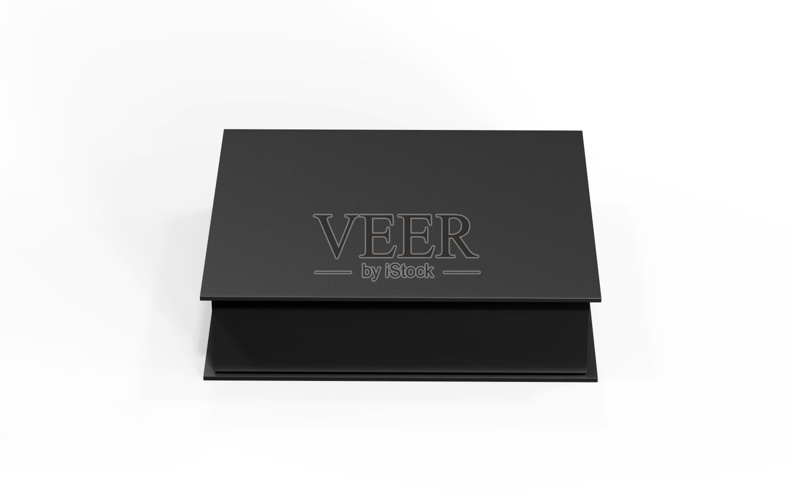 黑色空白硬纸板箱模拟模板，3d插图。照片摄影图片
