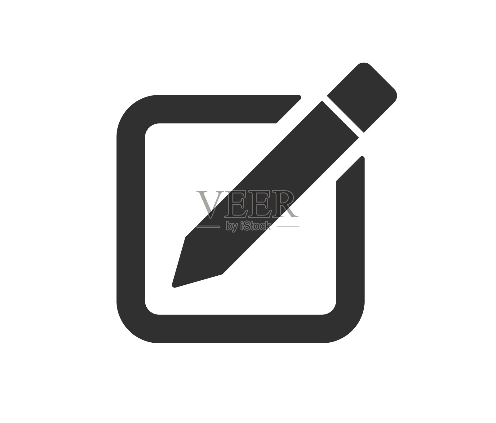 卡通平面风格铅笔图标形状。教育书写标志符号标志。笔的剪影。矢量插图形象。孤立在白色背景上。图标素材