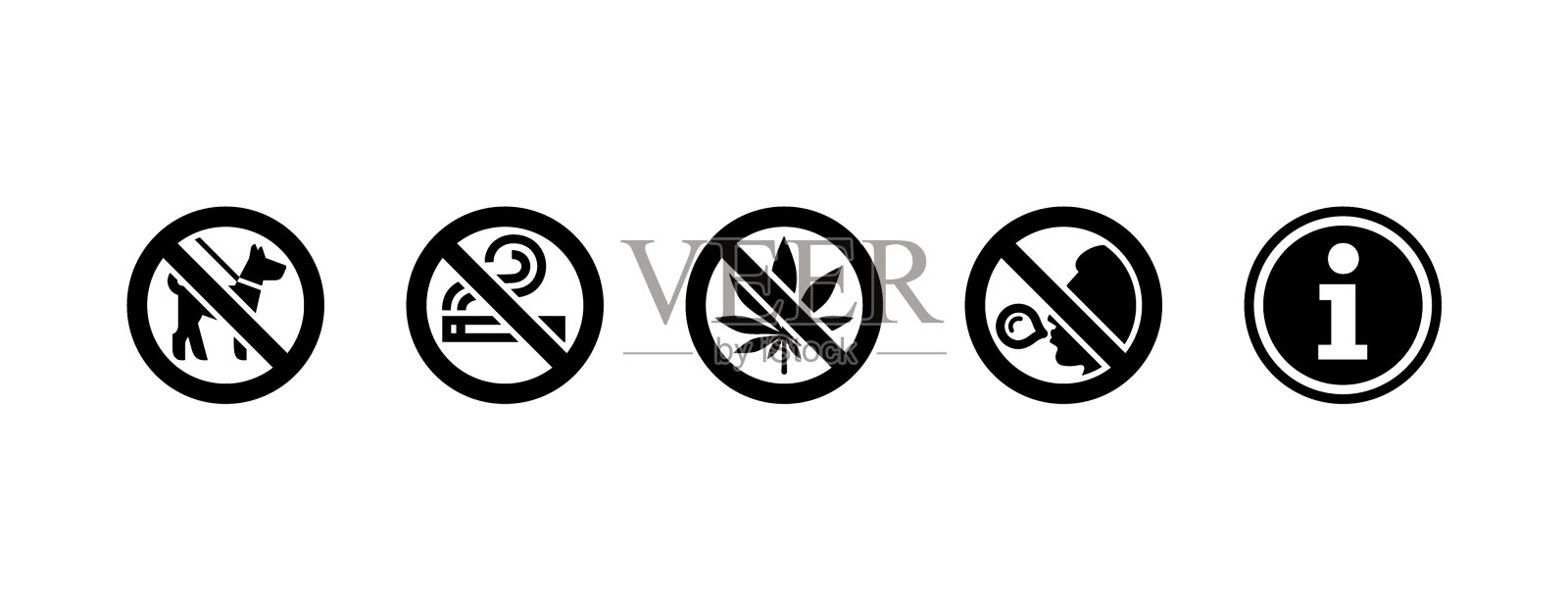 禁止、禁止、不允许、允许标志、矢量插图图标、符号集合、集合。插画图片素材