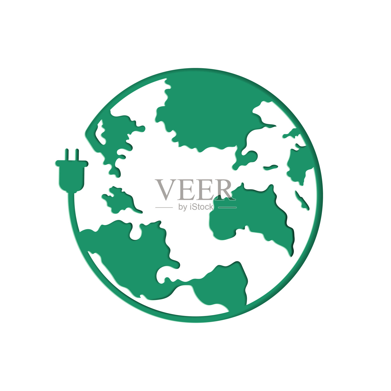 纸张艺术和数码工艺风格的景观与绿色生态，地球日和世界环境日的概念。插画图片素材