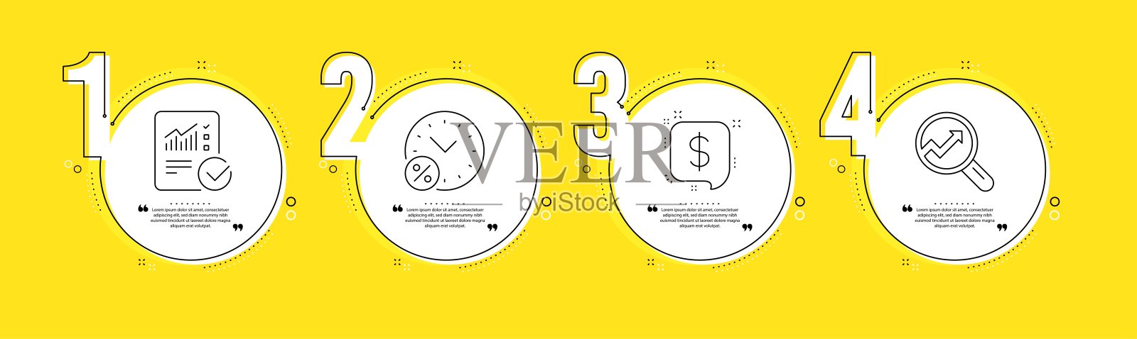 付款消息，已检查计算和贷款百分比图标设置。分析信号。向量插画图片素材