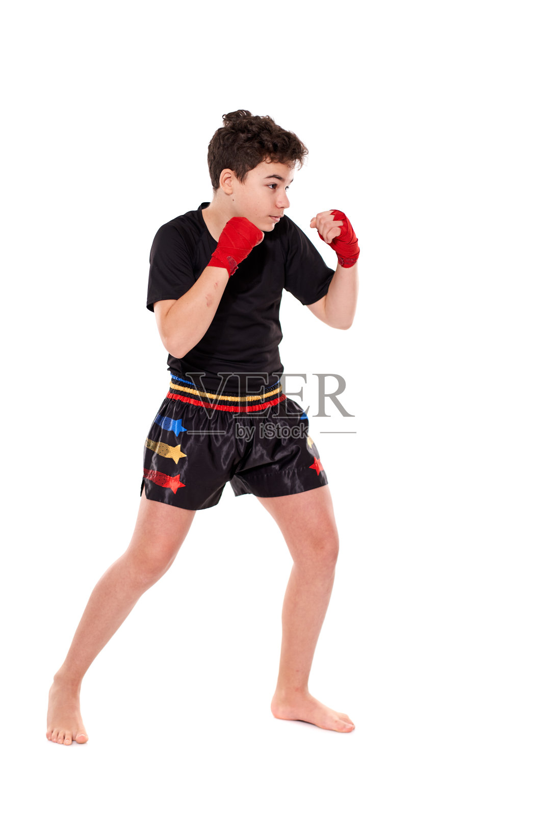 自由搏击训练孤立在白色照片摄影图片