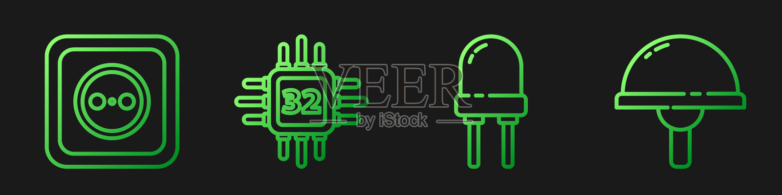 设线发光二极管插座图标素材