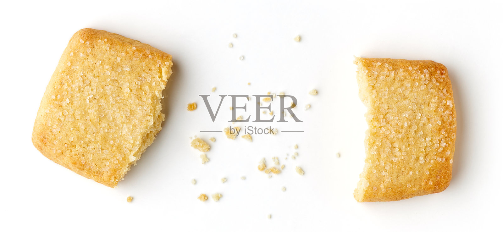 黄油曲奇孤立在白色，从上面照片摄影图片