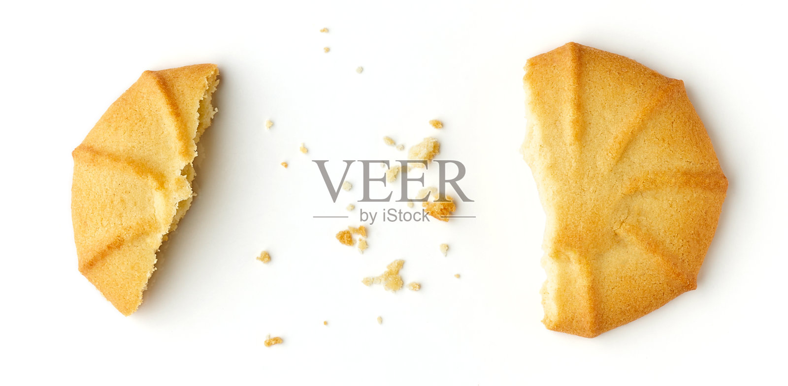 黄油曲奇孤立在白色，从上面照片摄影图片