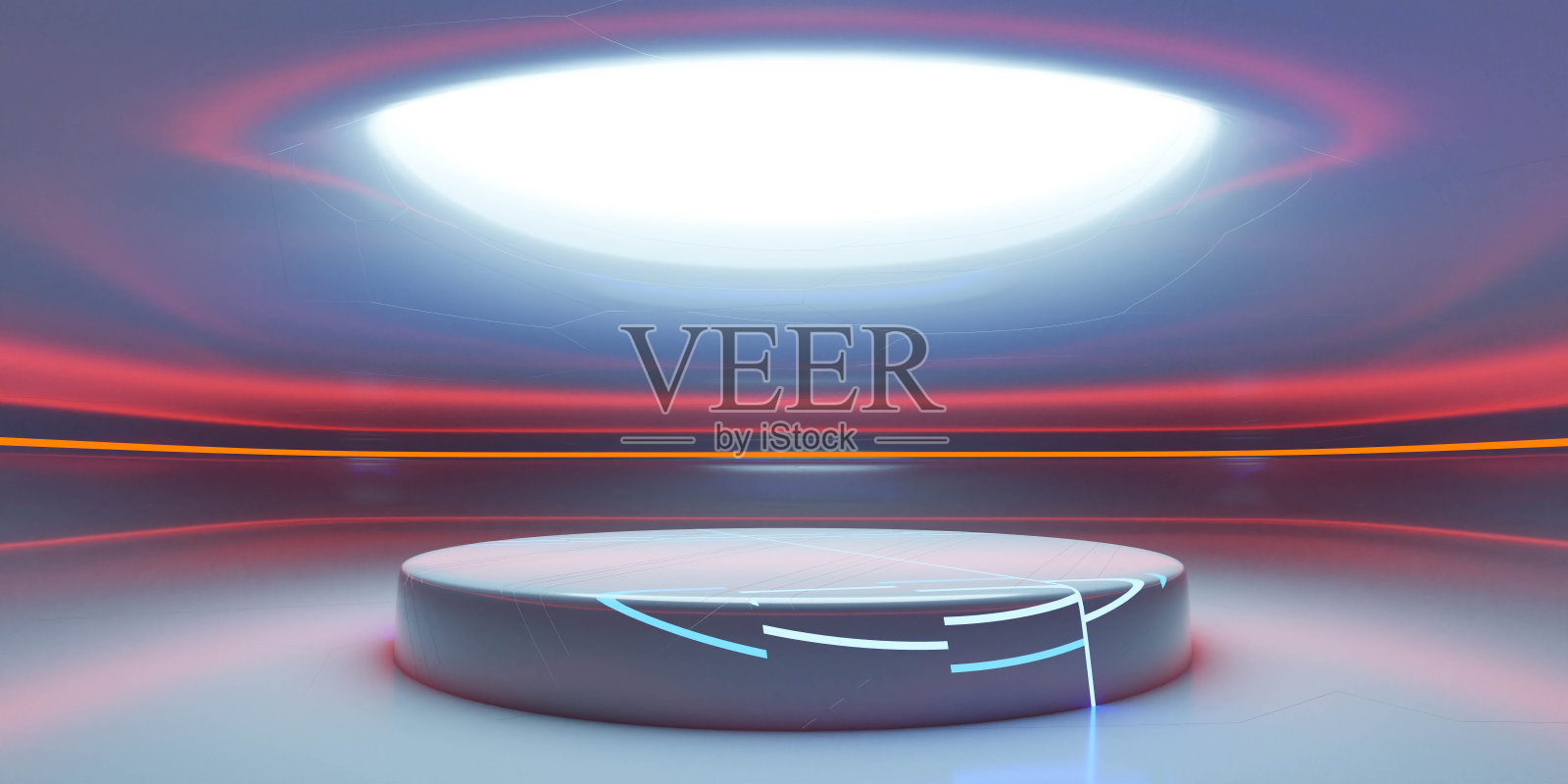 现代的未来设计产品支架，展示基座，空白的空的支架，发光的光3d渲染插图照片摄影图片